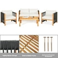thumbnail image 6 of Costway 4PCS Wooden Patio Furniture Set Cushioned Sofa W/Rope Armrest White, 6 of 9