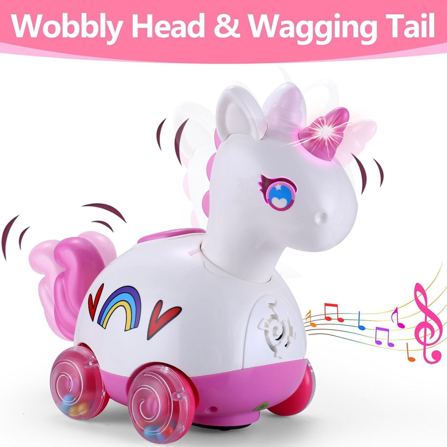 Baby Toys 6-12 Months, Tummy Time Musical Light Up Crawling Infant Toys 3 4 5 6 7 8 9 10 11 12 18 Month Easter 1st Birthday Baby Girl Gift Toddler Learning Activity Pink