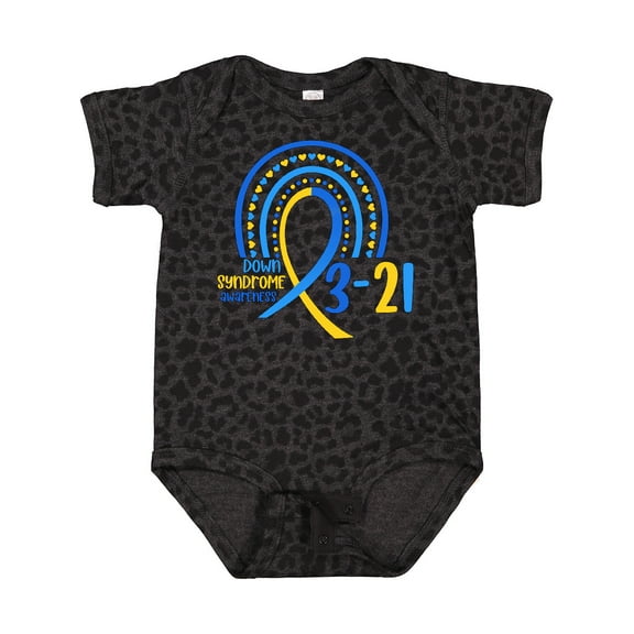 Inktastic 3-21 World Down Syndrome Day Blue and Yellow Rainbow Ribbon Boys or Girls Baby Bodysuit