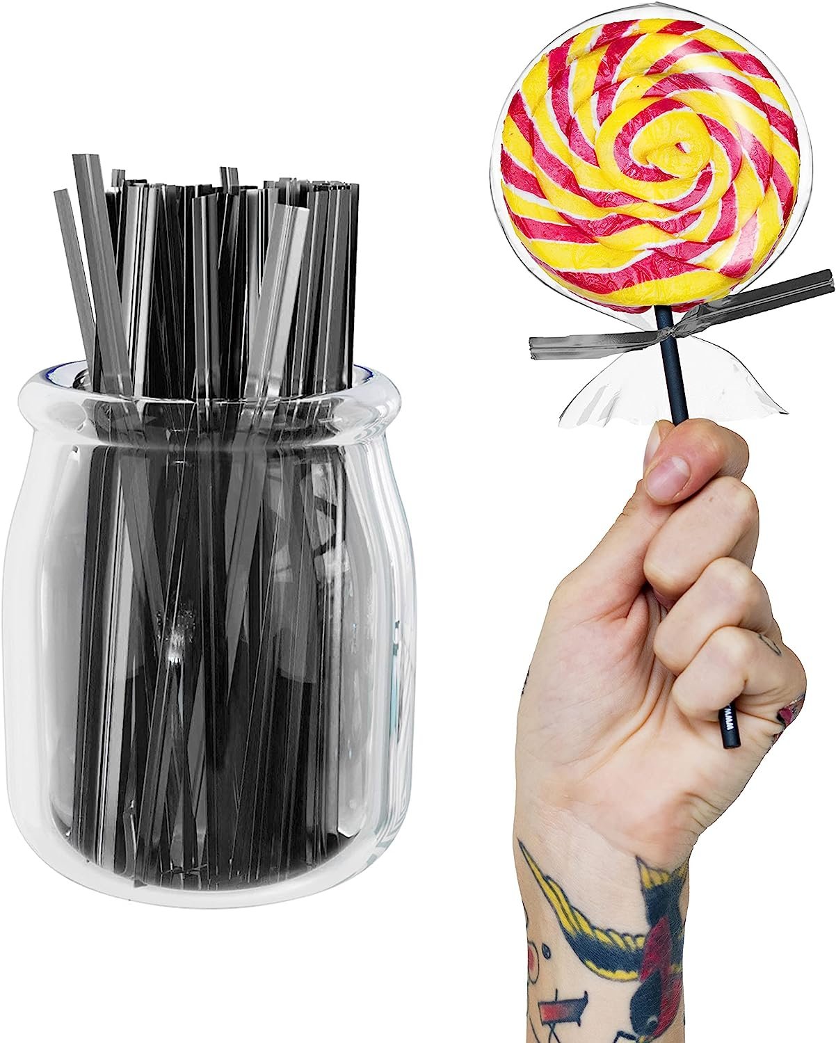 Amiff Black Twist Ties for Bags 4", Plastic Bread Ties 1000 Pack