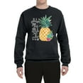 thumbnail image 2 of Wild Bobby, Pineapple Stand Tall Wear Crown And Stay Sweet Inside Arty Inspirational Pop Culture Unisex Crewneck Graphic Sweatshirt, Black, X-Large, 2 of 3