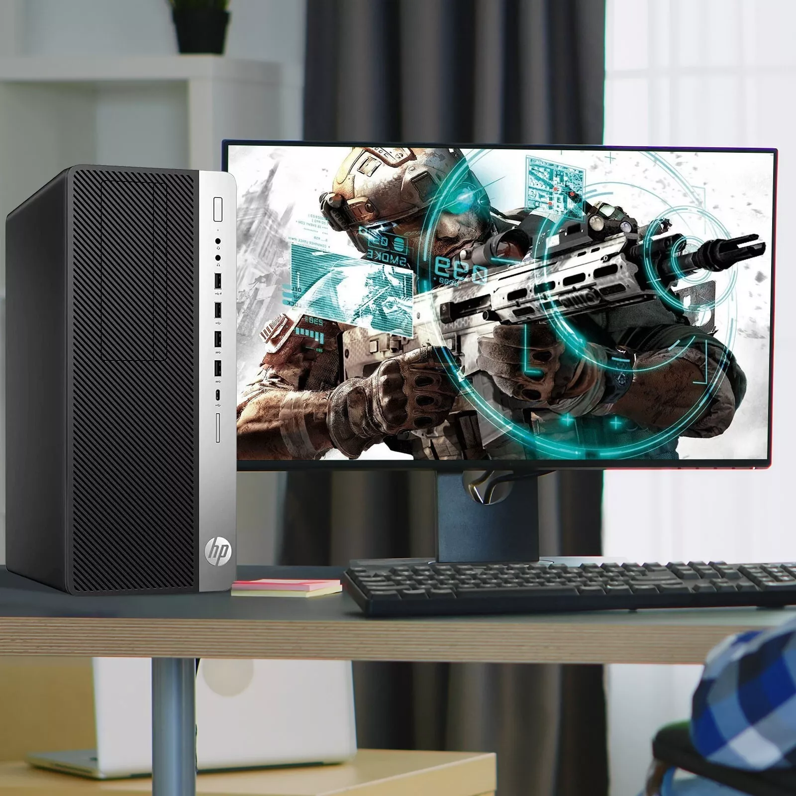 Restored HP G3 Desktop Gaming Tower PC, Intel Core i5-6th Gen. 16GB Ram, 256GB SSD + 1TB Hard Drive, NVIDIA GeForce GT 1030 DDR5, WiFi, RGB Keyboard & Mouse, Windows 11 Pro (Refurbished)
