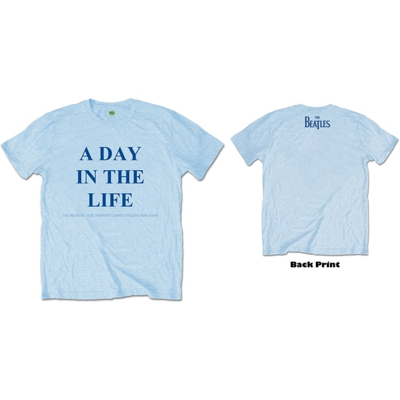 Men's Beatles A Day in the Life (Back Print) Slim Fit T-shirt Small Light Blue