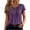 Purple, variant on Dpjklzsn Women's Pintuck Short Sleeve Blouse, Half Button Crewneck Shirt with Pleated Front for Casual Summer Wear