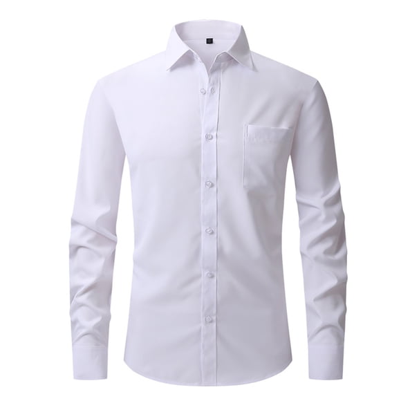 breaise Mens Dress Shirts Long Sleeve Slim Fit Stretch Shirt Wrinkle-Free Formal Oxford Shirt Business Casual Button Down Shirts Regular Solid Cotton Shirt White L Special offer
