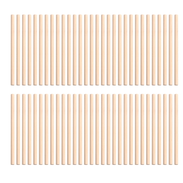 100 varillas redondas de madera para manualidades, ideales para carpintería, construcción, maquetas y juguetes (10 x 0,5 cm).