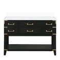 thumbnail image 2 of Black Oak 48 In. X 22 Bath Counter - White Quartz Top, Solid Wood, Soft Close, 5 Drawers & Open Cabinet Shelf Single Vanity 48x22 For Storage Needs, 2 of 4