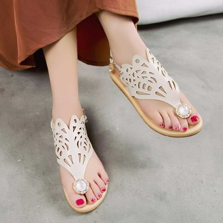 

Wodofoxo Promotion Bohemian Shoes Female Summer Flat Casual Roman Shoes Pearl Hollow Beach Sandals