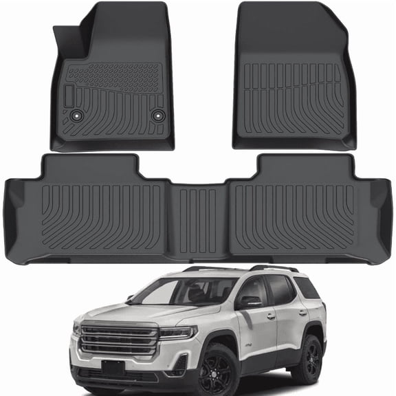 Car Floor Mats for 2017-2022 GMC Acadia - Custom Fit TPE Rubber Non-Slip Automotive Floor Liners, Easy to Clean All-Weather Car Mats