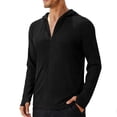 thumbnail image 2 of Men's Outdoor UPF 50+ Sun Protection Shirt Regular Fit Solid Color Long Sleeve Lightweight Quick Dry Breathable UV Block Top for Fishing Hiking Running Black M, 2 of 7