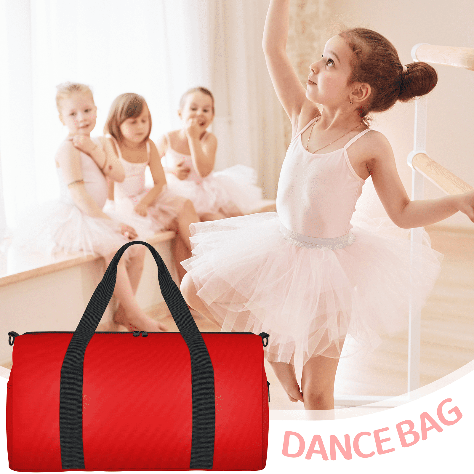 Herdesigns Red Travel Duffle Bag Sports Yoga Weekender Overnight Carry on Workout Bags Lightweight Waterproof Gym Tote Bag for Women