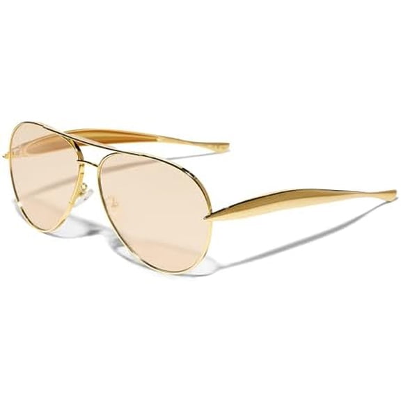 Retro Gold Aviator Sunglasses for Women Men, 2025 Metal Oversized 70s Aviators Sun Glasses