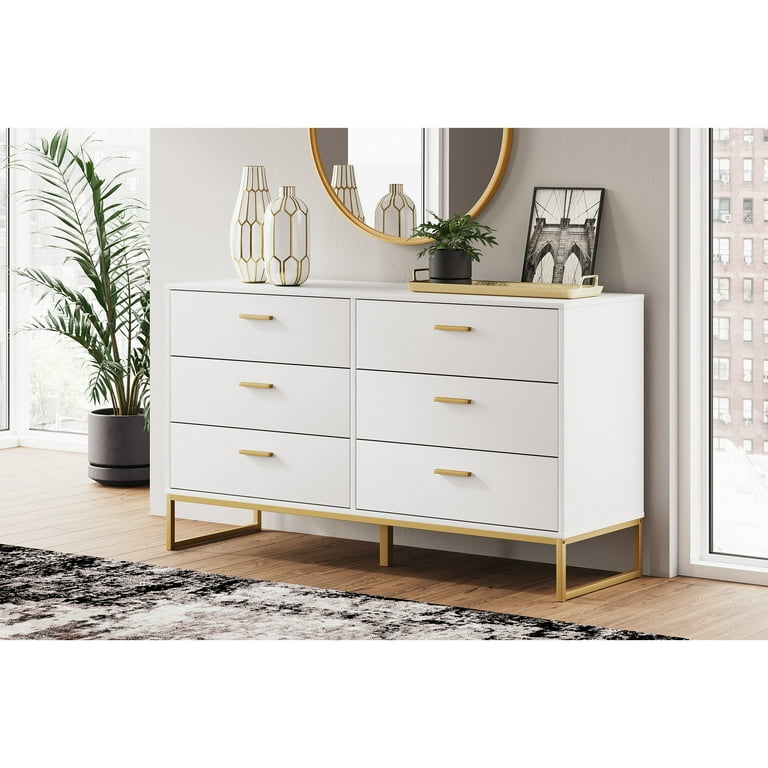Signature Design by Ashley Socalle 6 Drawer Dresser, White with