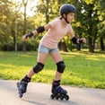 thumbnail image 2 of Babyjoy Adjustable Kids’ Inline Skates Ages 9-14 4 Sizes Adjustable Blade Roller with Light-up Wheels Purple & Black, 2 of 10
