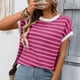 thumbnail image 4 of Tejiojio Women's Casual Striped T-shirt Round Neck Pullover Short Sleeve Top S-2XL, 4 of 8