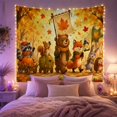 thumbnail image 2 of Woodland Animals Autumn Parade with Bear Holding Flag in Forest, Whimsical Illustration for Kids, Seasonal Animal Art Decor, Thanksgiving Gift Tapestry Wall Hanging for Nursery and Playroom, 2 of 7