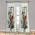 thumbnail image 4 of Ambesonne Botanical Curtains 2 Panel Set, Bohemian Poppy Bouquet, Pair of - 28" x 63", Burnt Orange Laurel Green, 4 of 4