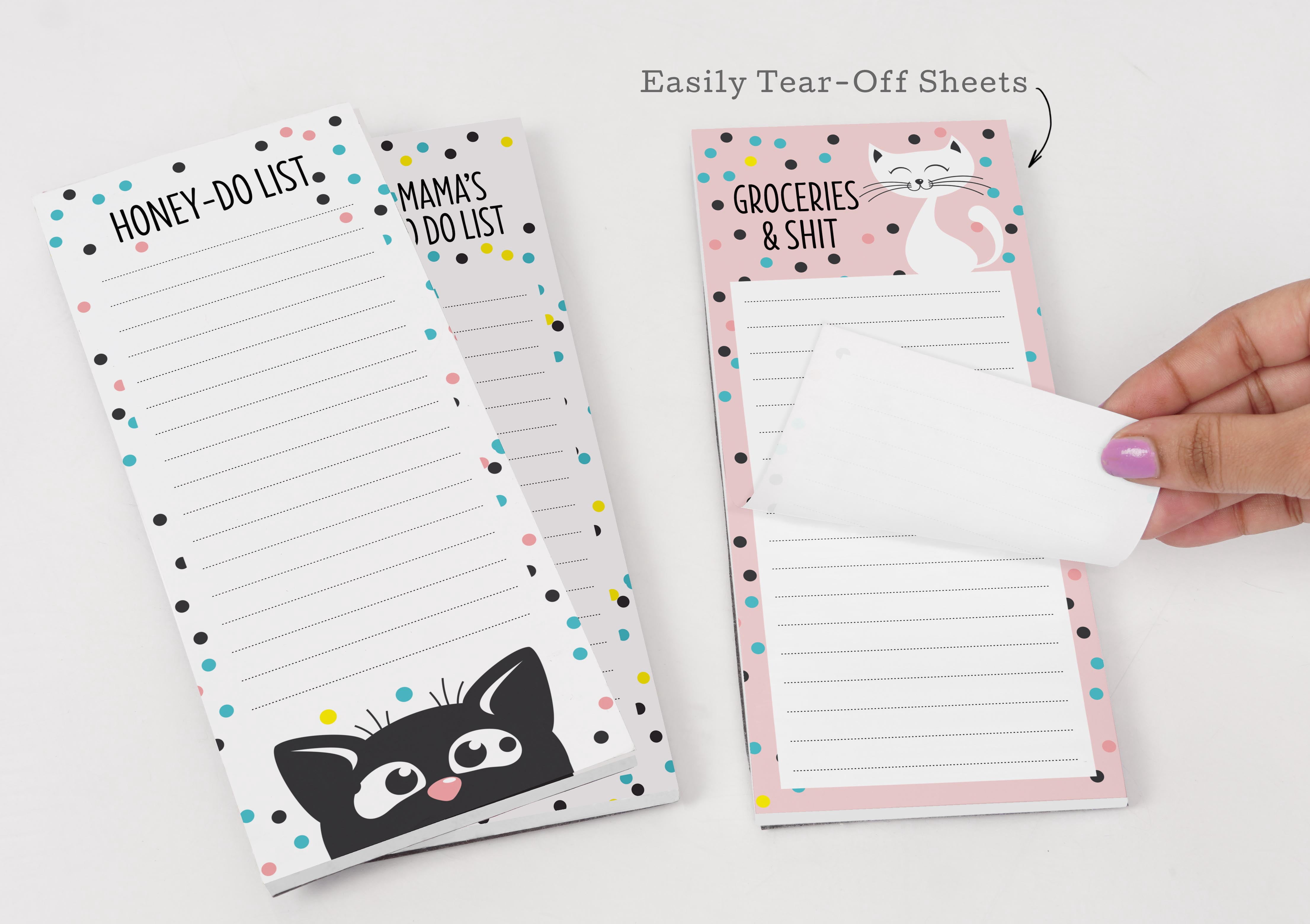 Inkdotpot Pack of 3 Magnetic Fridge To-Do List Notepads- Magnetic Memo Pads For Refrigerator-(50 Sheets Each)-TB