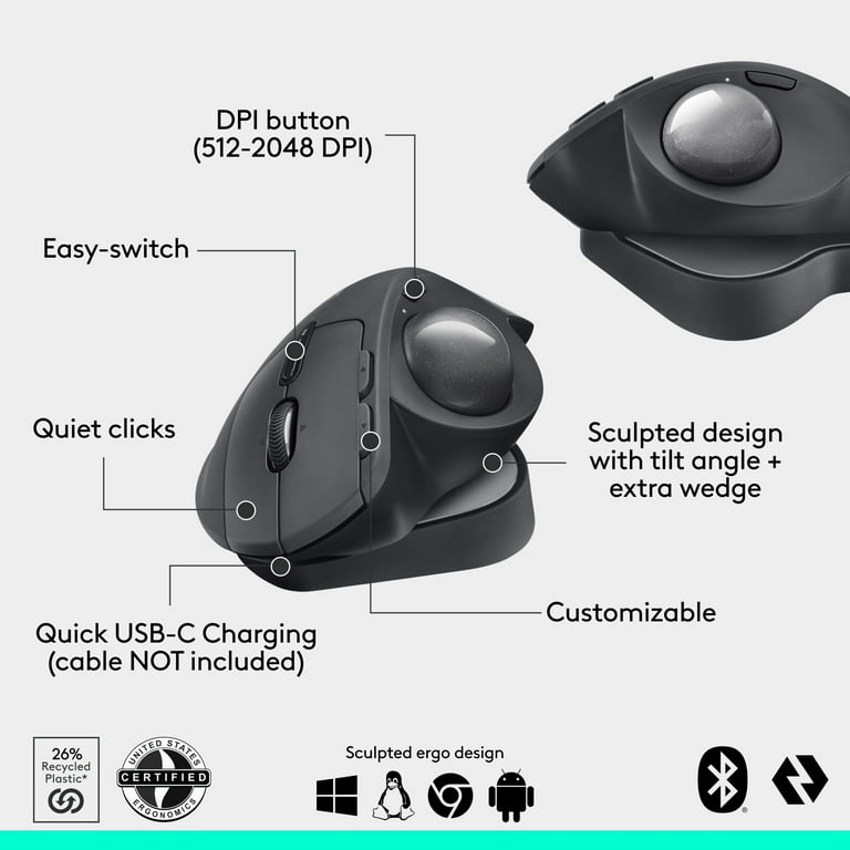 【logicool】MX ERGO S MX Ergo S - Wireless Trackball Mouse | Logitech