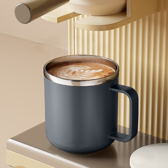 Taza de Café Aislada Moderna con Asa y Tapa | Doble Pared de Acero Inoxidable 304 | Taza Térmica para Bebidas de 13.5 oz