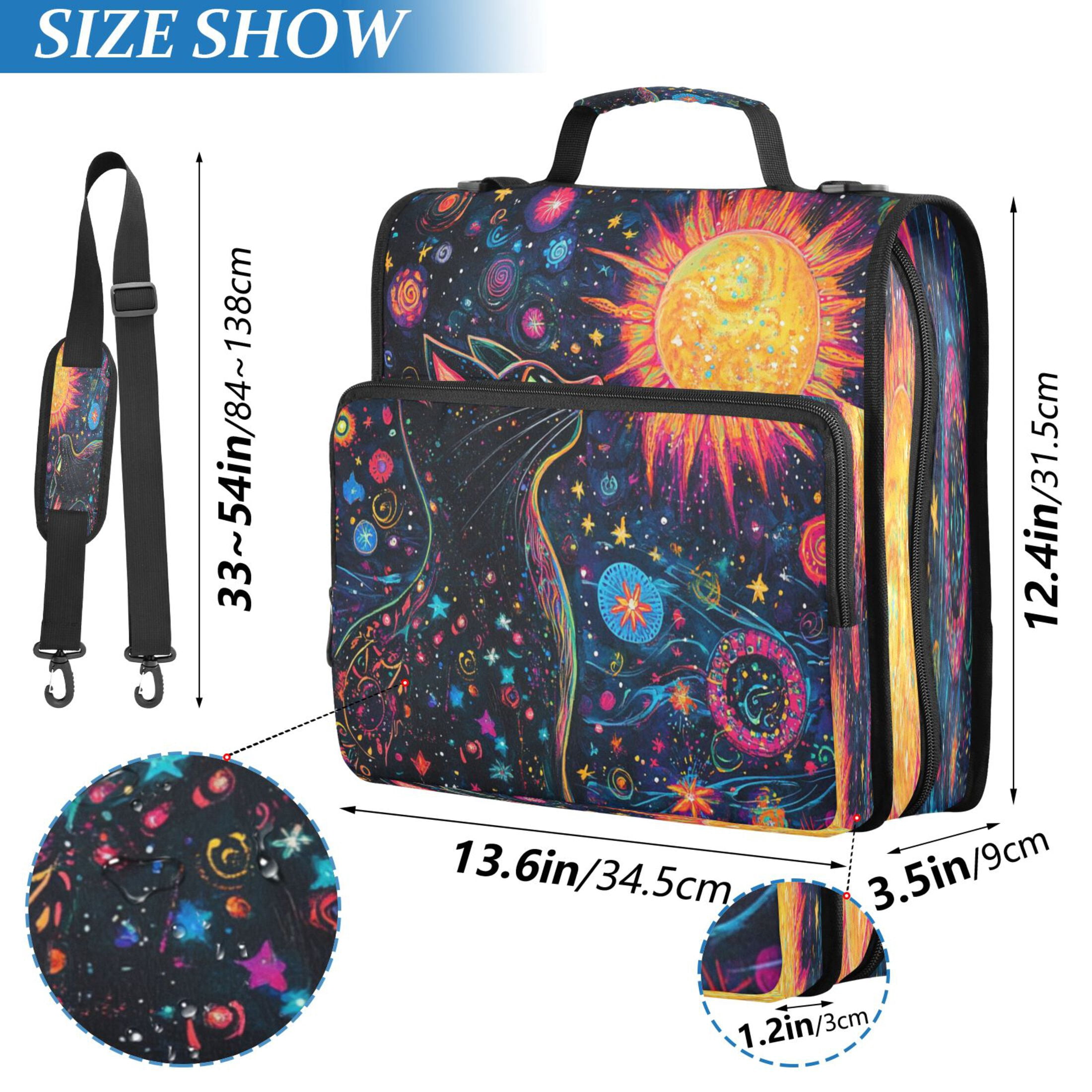 YAZAOO Zipper Binder trapper keeper Documents Organized Design Cosmic Cat Printed