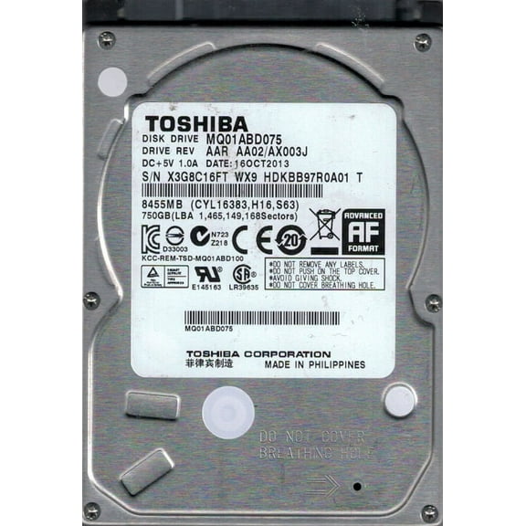 MQ01ABD075 AAR AA02/AX003J Toshiba 750GB