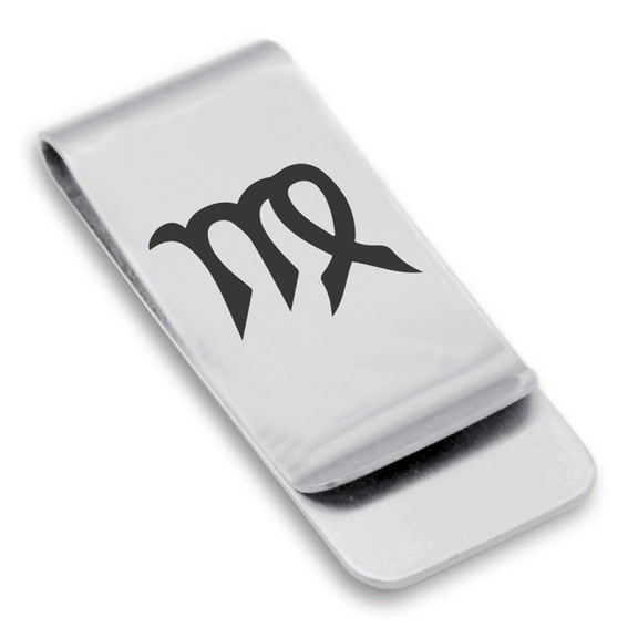 Stainless Steel Virgo Zodiac Sign (Maiden) Classic Slim Money Clip Credit Card Holder