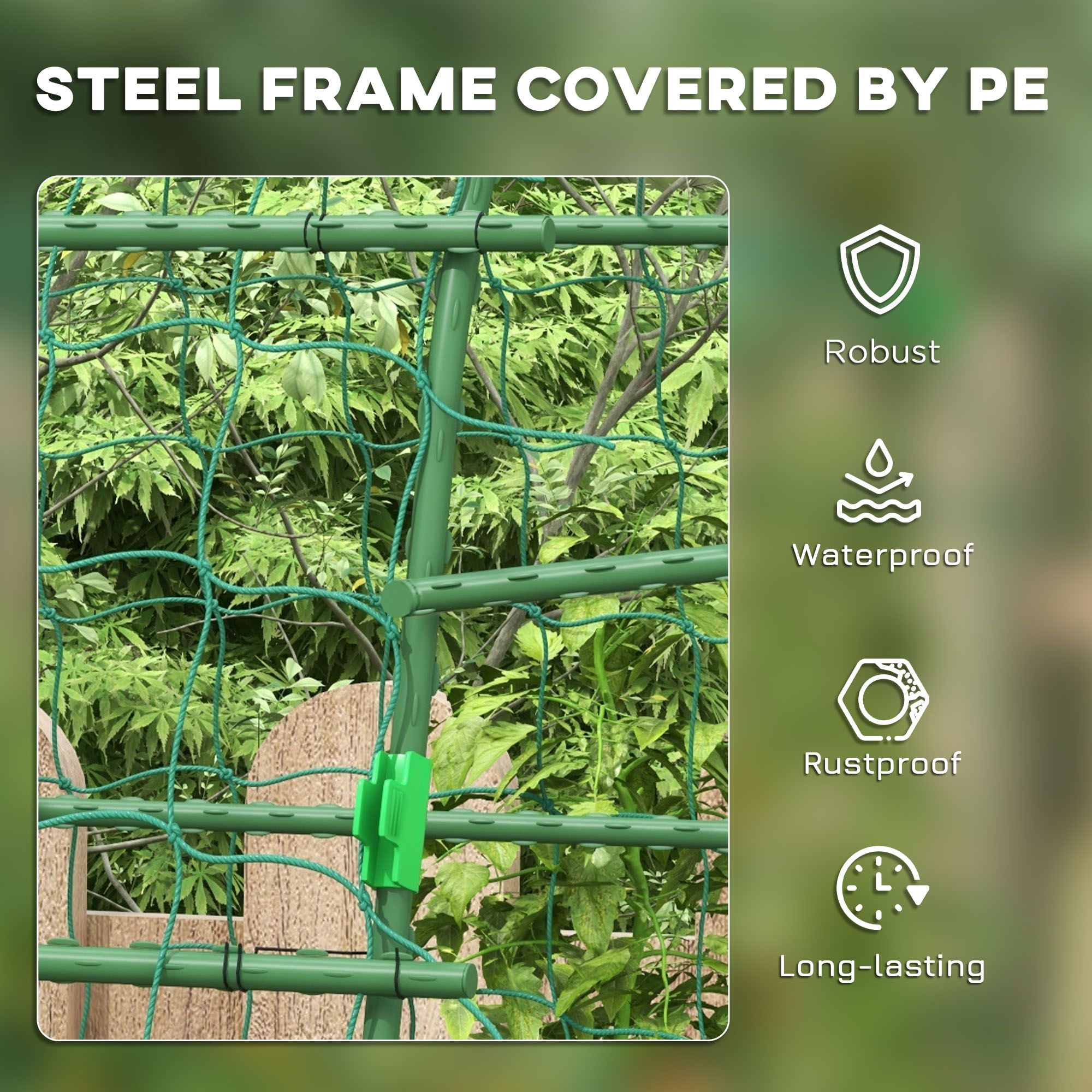 Metal Arch Garden Trellis for Climbing Plants, A-Frame with Net, 57"x66"x81", Green Outdoor Decor
