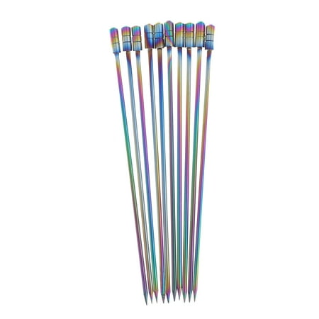

10pcs Stainless Steel Cocktail Picks Fruit Sticks Toothpicks Appetizer Pick for Party Bar (Cylinder Head)