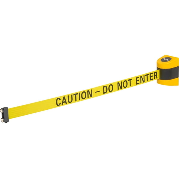 Global Industrial Magnetic Retractable Belt Barrier Yellow Case W/15' Yellow ""C