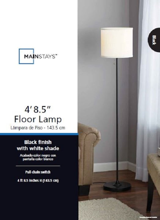 Mainstays 56 5 Inch Shaded Floor Lamp, Mainstays White 5 Light Floor Lamp With Multi Colored Shades