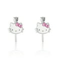 thumbnail image 3 of Sanrio Hello Kitty Womens Sterling Silver and Enamel Hoop Earrings, Officially Licensed, 3 of 4