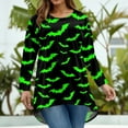 thumbnail image 4 of Abcomgle Halloween Shirts for Women Plus Size Cute Bat Graphic T Shirts for Women Oversized Crewneck Long Sleeve Tunic Top for Women Fall Casual Womens Tops,XL, 4 of 4