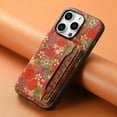 thumbnail image 2 of Retro flower figure PU leather phone case for iPhone 17 Air 17 Pro Max 16E 15 Plus 14 13 12/12pro 11 16promax 15pro 13promax card bag kickstand cover, 2 of 8