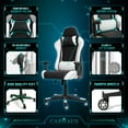 thumbnail image 3 of CAPHAUS Ergonomic Gaming Chair, High Back PU Leather Office Chair, Backrest and Seat Height Adjustable Video Game Chair, Swivel Recliner w/ Headrest, Armrest, and Lumbar Support, White, Classic, 3 of 9