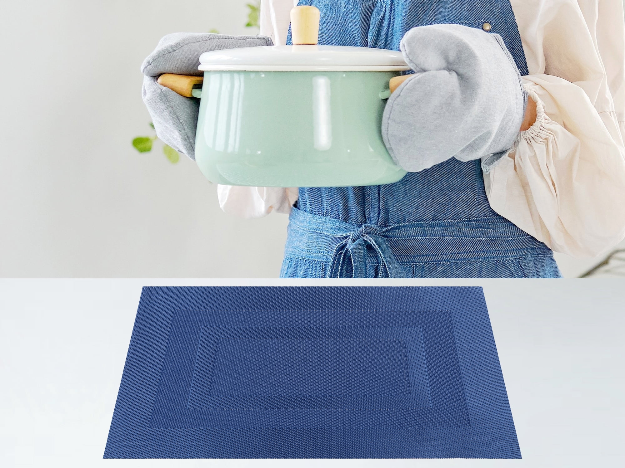 Unique Bargains Set of 6 Placemats for Kitchen Table Decor Blue