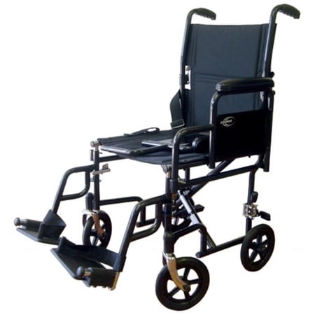 Karman 17 Inch Seat Width Transporter with Detachable Desk Armrests and Folding Backrest - Black