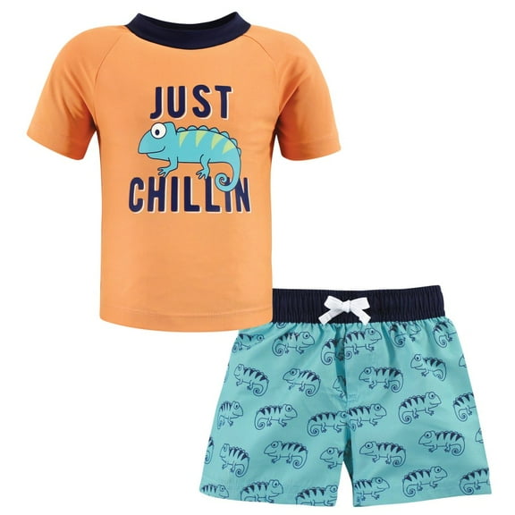 Hudson Baby Boys Swim Rashguard Set, Chameleon, 3-6 Months