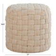 thumbnail image 6 of 24" Round Ottoman Pouf, Braided Ottoman Pouf, Modern Velvet Footrest Stool for Living Room, Bedroom, Entryway, Cream, 6 of 6