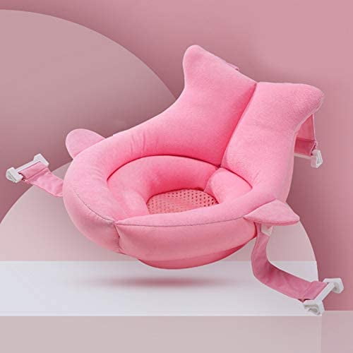 Baby Bath Cushion Pad Shark Shaped, Net Floating Soft Baby Bath Tub Pillow Bathtub Mat Anti-Slip Quick DryingBaby Shower Floating Bather Bed Infant Bath Seat Pad Bath Seat Support (Pink)