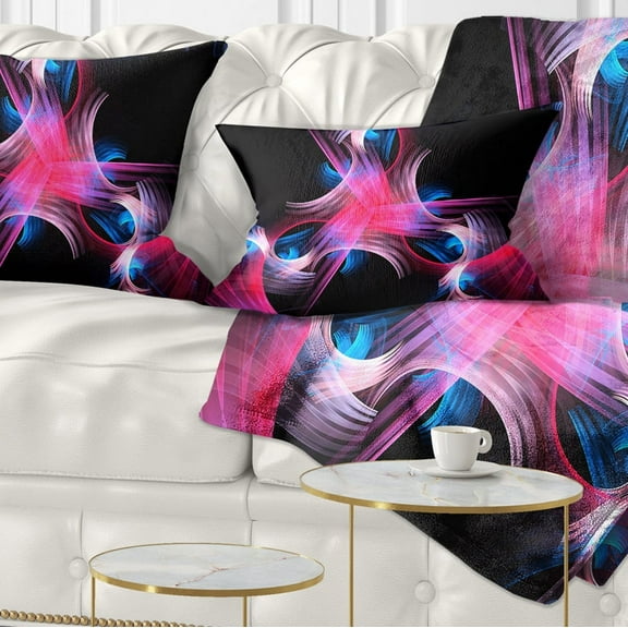 Designart Purple Blue Fractal Flowers - Floral Throw Pillow - 12x20