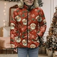 thumbnail image 6 of felwors Women's Printed Quilted Jacket, Lightweight Snap-Button Front Open-Front Coat with Pockets for Fall Winter Outdoor Sports Brick Red, XL, 6 of 8