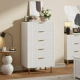 thumbnail image 3 of Garvee Fluted 5-Drawer Tall Dresser, Modern Wooden Storage Chest with Deep Drawers & Wide Top, Bedroom Organizer for Living Room, Hallway, Kids’ Room, White, 3 of 8