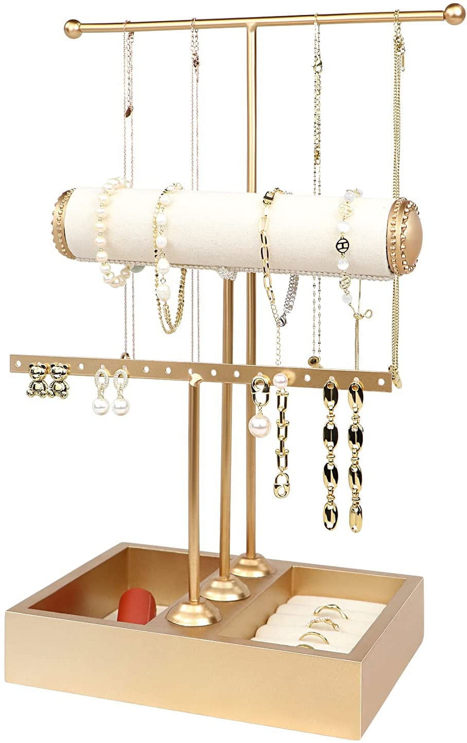 Jewelry Stand, 4-Tier Metal Earrings Organizer, Beautiful Rose Gold  Necklaces Ho