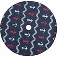 thumbnail image 1 of FMSHPON Anchor Pattern Xmas Christmas Tree Skirt Stand Mat for Holiday Party Decoration Indoor Outdoor 48 inches, 1 of 3