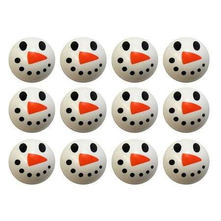 Bulk 12 Snowman Bouncy Balls - Winter Party Supplies Favor Set - 12 Snowman