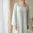 thumbnail image 2 of Women's Long Sleeve Cotton Nightgown Lace Lightweight Loose Sleepwear Billowy Princess Victorian Sleep Shirt Soft Green Small, 2 of 4