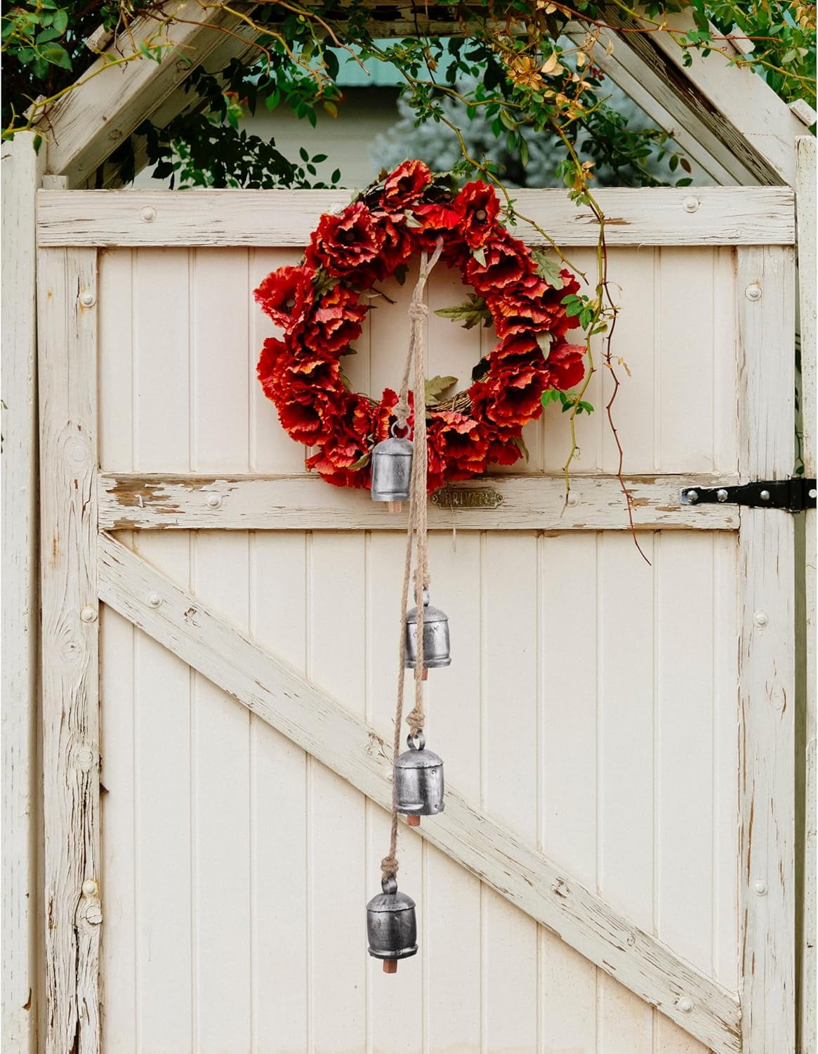 Rustic Hanging Jingle Bells for Crafts 36" – Vintage Metal Cow Bells for Crafting, Wreath, Garland, Farmhouse Christmas Decor – Iron Wind Chime for Outside Door, Wall, Tree, Holiday