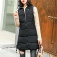 thumbnail image 2 of Htigea Women's Padded Vest Sleeveless Quilted Hooded Jacket Fall Winter Warm Long Coat with Pocket Black M, 2 of 3