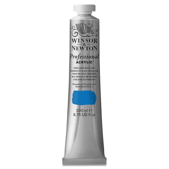 Winsor & Newton Artists' Acrylic Color, 200ml Tube, Cerulean Blue Hue